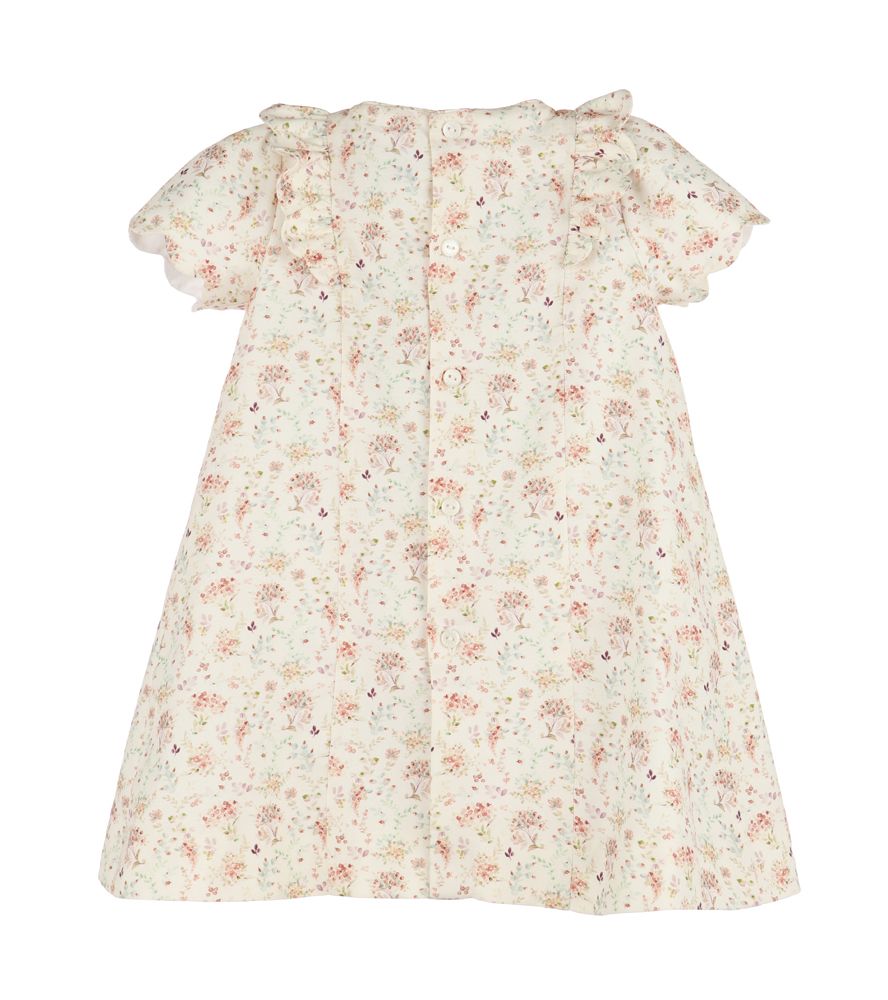 Burgundy Whimsical Floral Smocked Ruffle Dress - CanoayrasLuli and Me