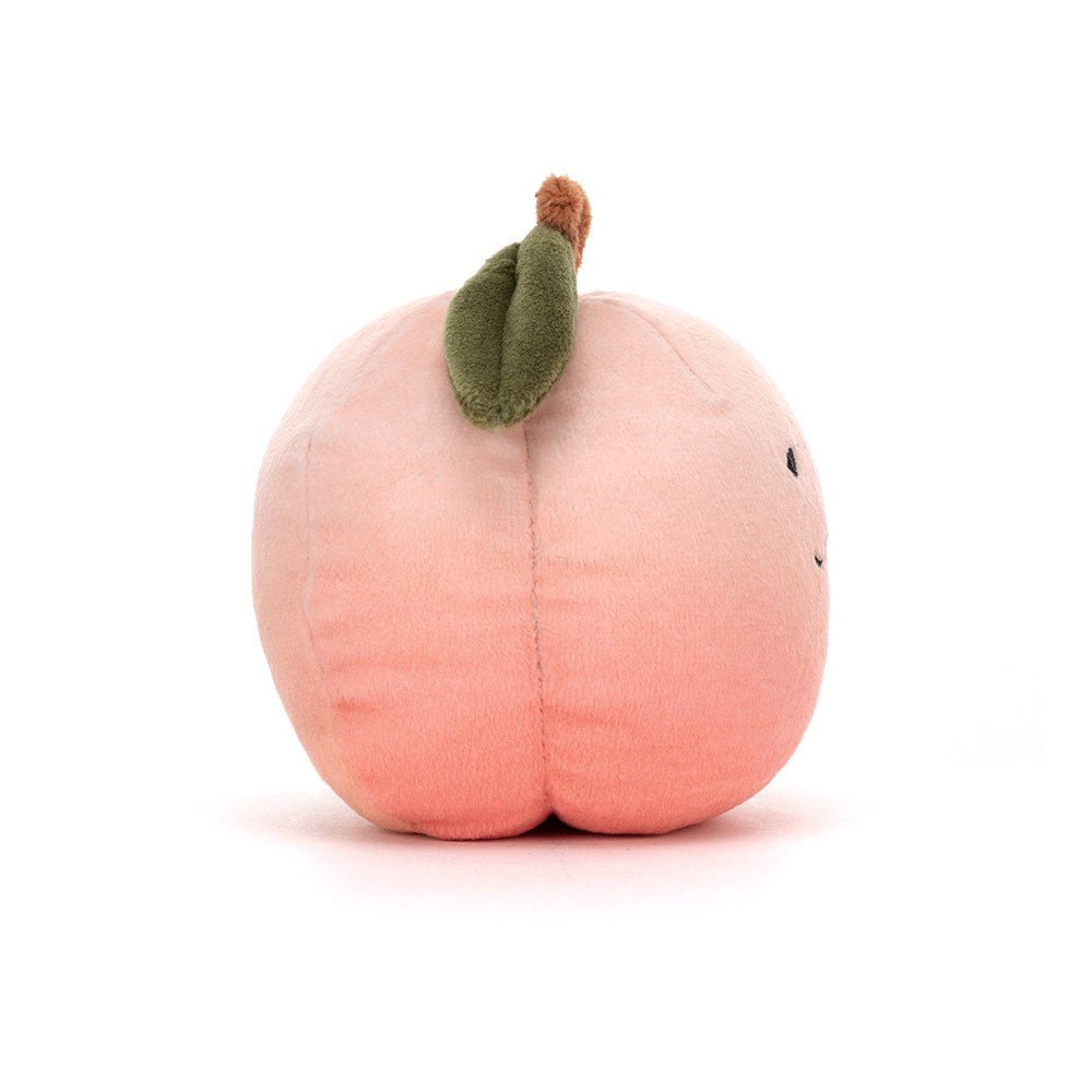 Fabulous Fruit Peach - CanoayrasJellycat - A smiling stuffed peach turned to the side
