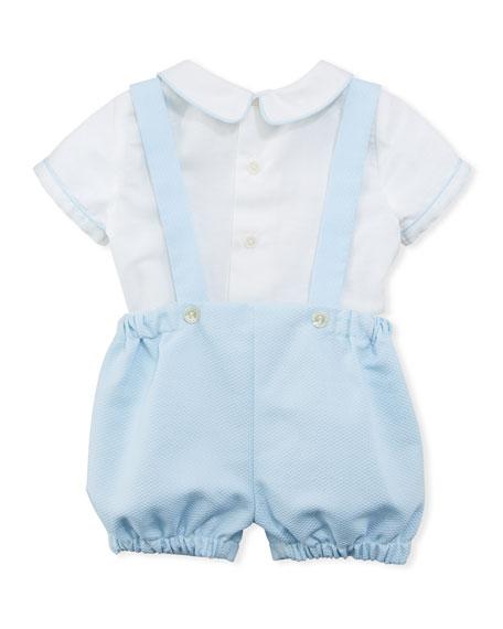 Luli & Me Contrast-Piping Shirt w/Suspender Shorts Set - CanoayrasLuli and Me